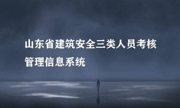 山东省建筑安全三类人员考核管理信息系统