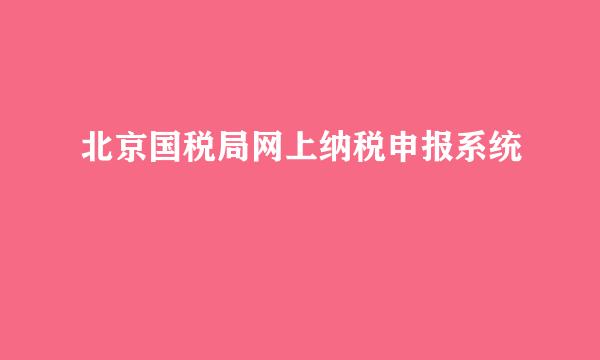 北京国税局网上纳税申报系统