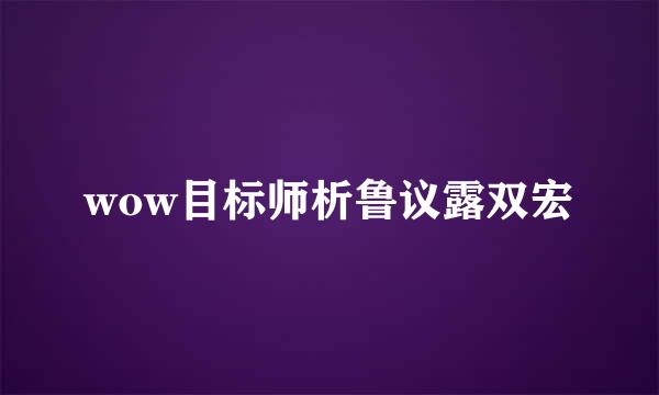 wow目标师析鲁议露双宏