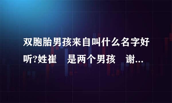 双胞胎男孩来自叫什么名字好听?姓崔 是两个男孩 谢谢大家帮起360问答个名字