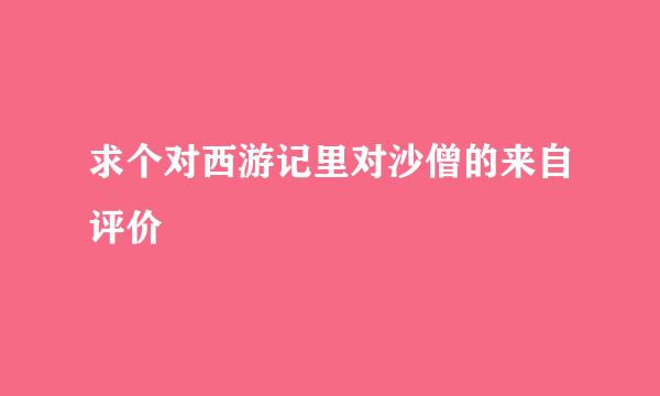 求个对西游记里对沙僧的来自评价