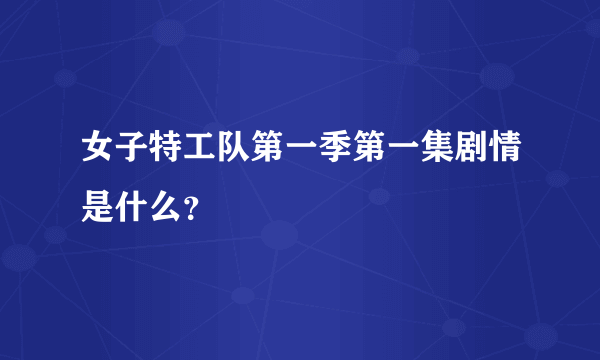 女子特工队第一季第一集剧情是什么？