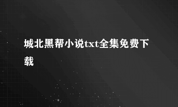 城北黑帮小说txt全集免费下载