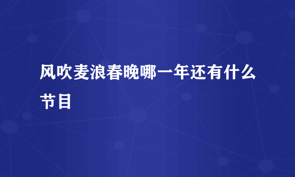 风吹麦浪春晚哪一年还有什么节目