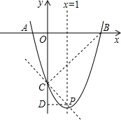如图，已知抛物线y=ax^2+bx+c(a≠0)的对称轴为x=1,且抛物线经过A（-1,0）, C(0,-3）两点，与X轴交于另一点B