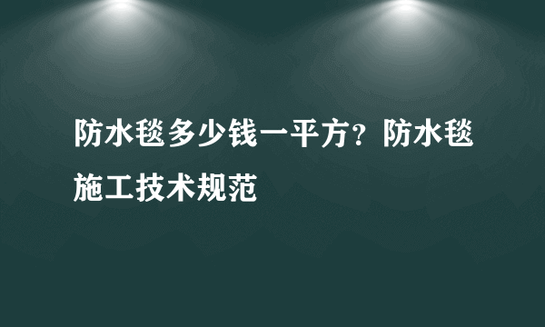 防水毯多少钱一平方？防水毯施工技术规范