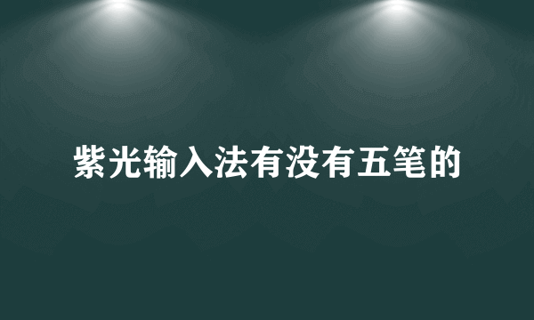 紫光输入法有没有五笔的