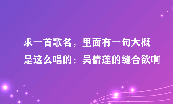 求一首歌名，里面有一句大概是这么唱的：吴倩莲的缝合欲啊