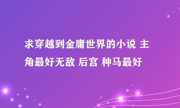 求穿越到金庸世界的小说 主角最好无敌 后宫 种马最好