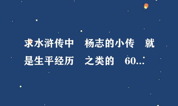 求水浒传中 杨志的小传 就是生平经历 之类的 600字左右 万分感谢