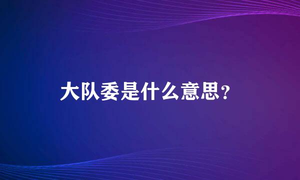 大队委是什么意思？