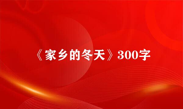 《家乡的冬天》300字