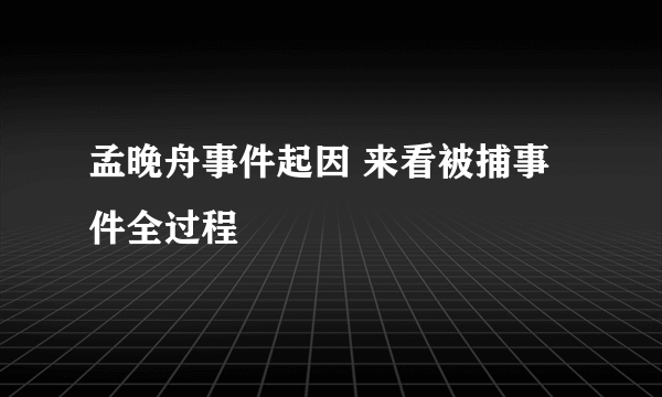 孟晚舟事件起因 来看被捕事件全过程